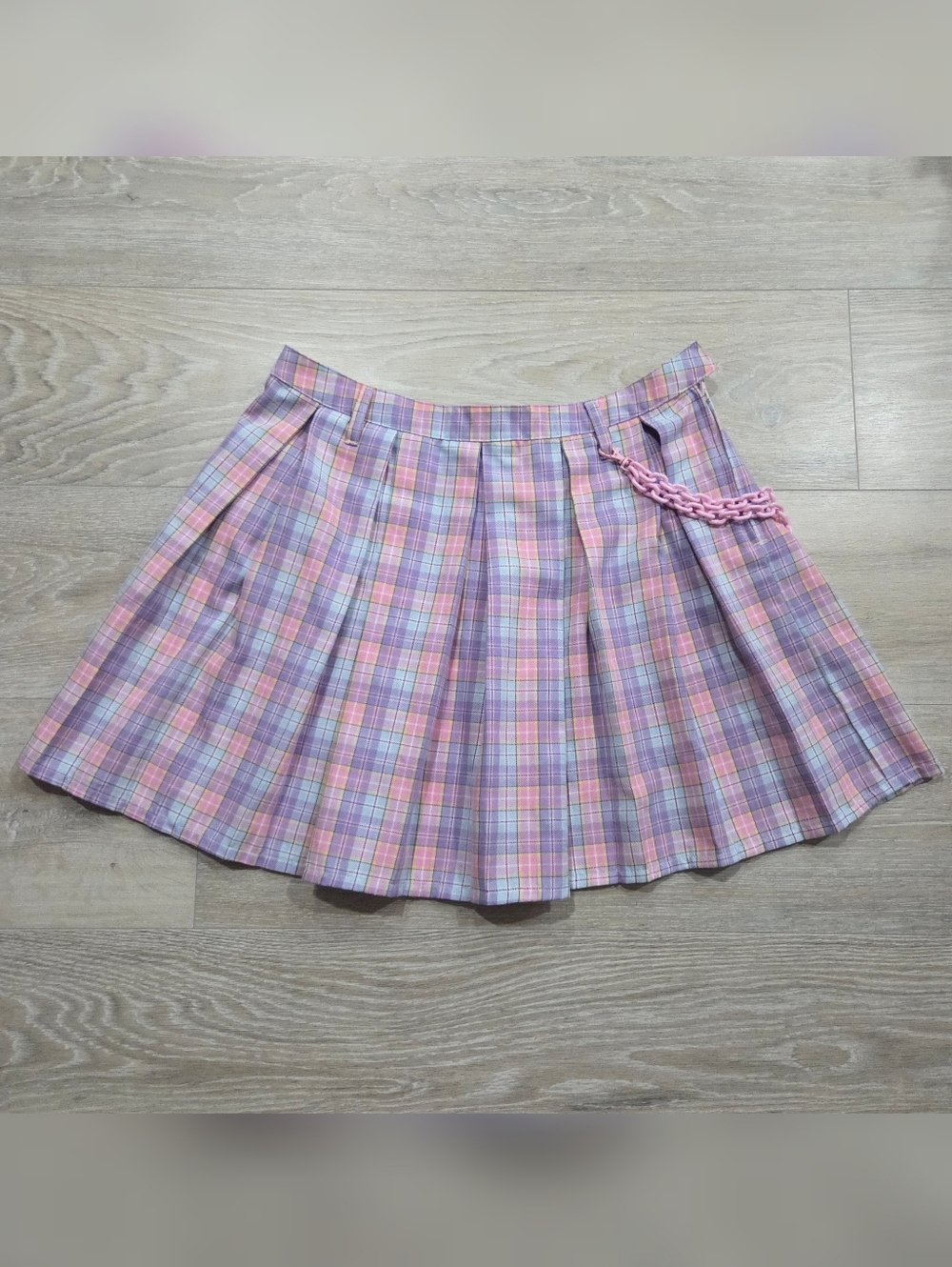 Sweet Society Pink Purple Yellow Pastel Plaid Pleated Skirt Size XL Hot Topic